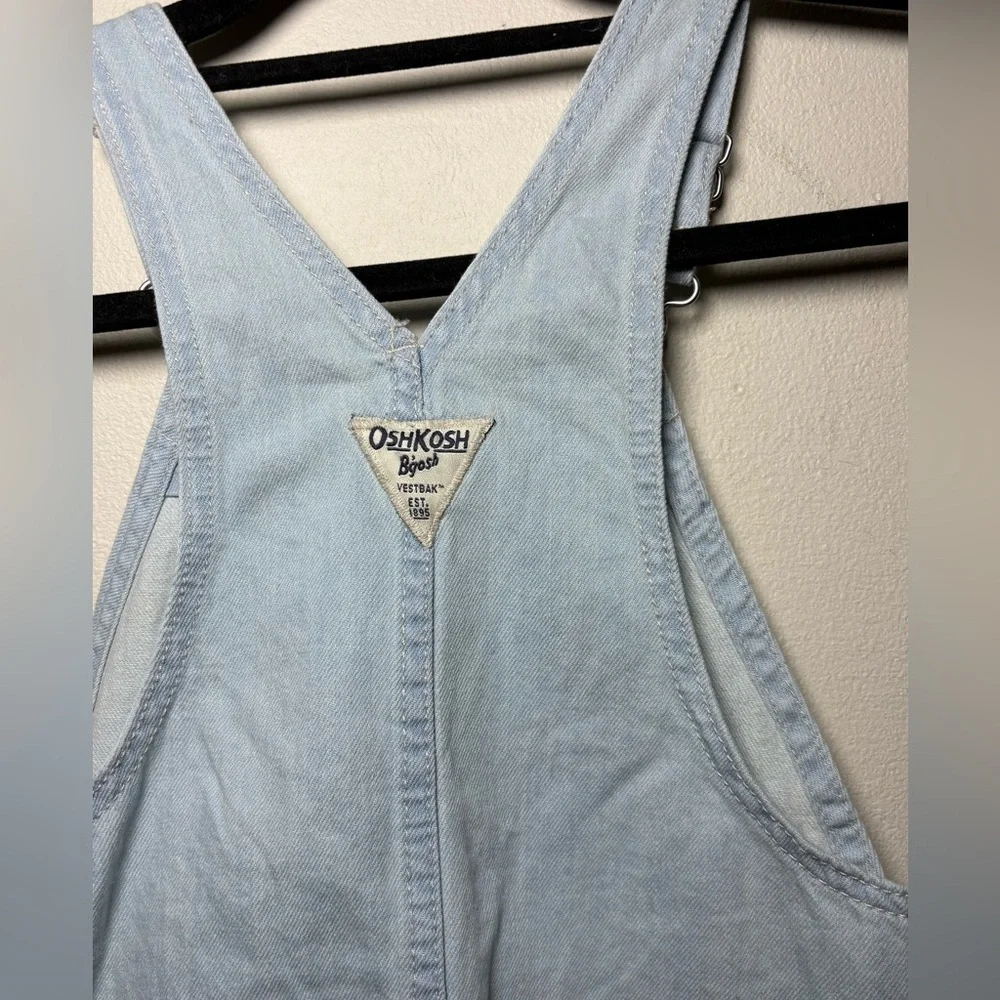 OshKosh B'gosh Light Blue Girls Short Overalls w/ White Detailing Size 4T